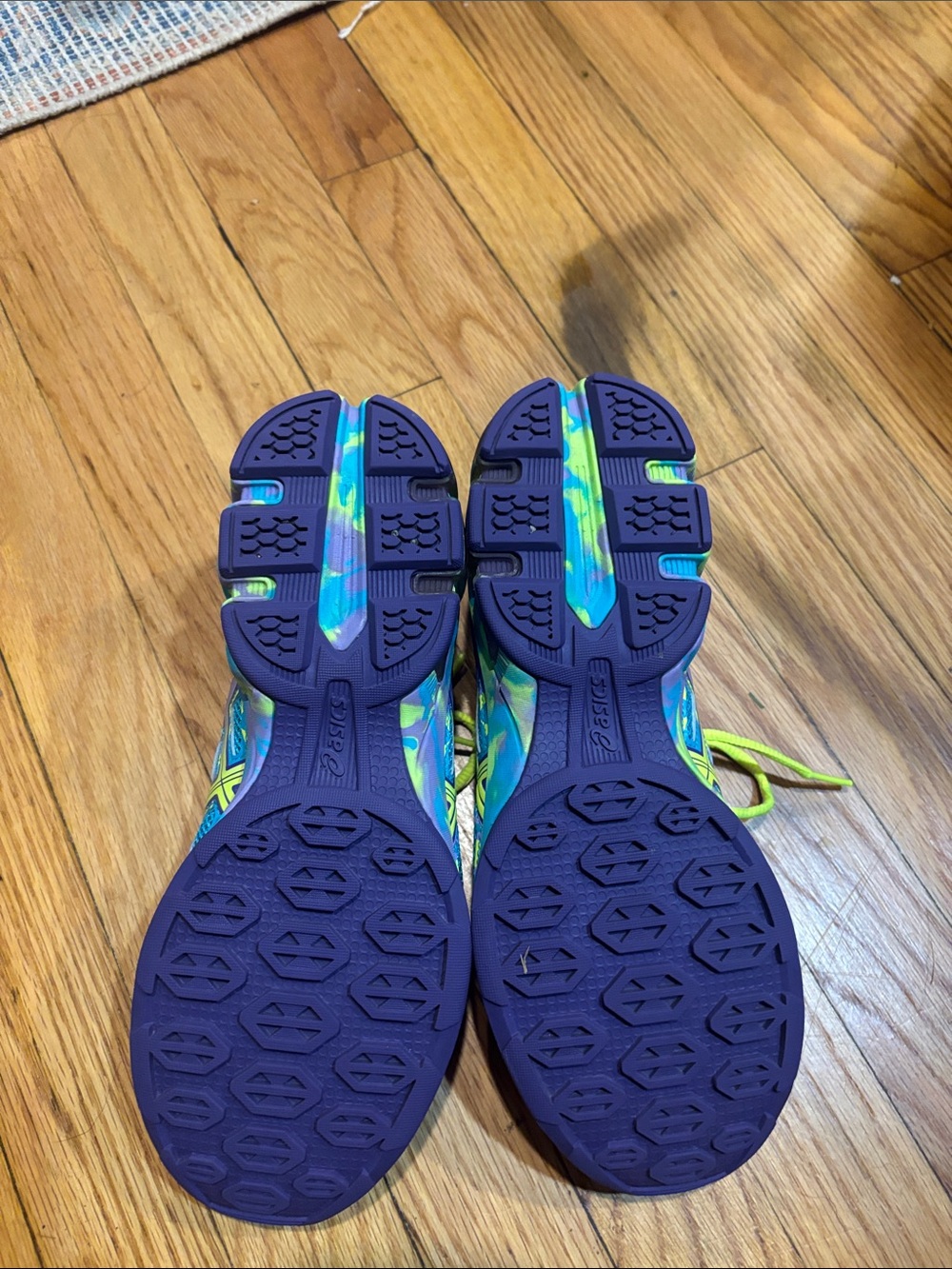 Asics Teal and Neon Yellow Women's Running Sneakers - Picture 3 of 11